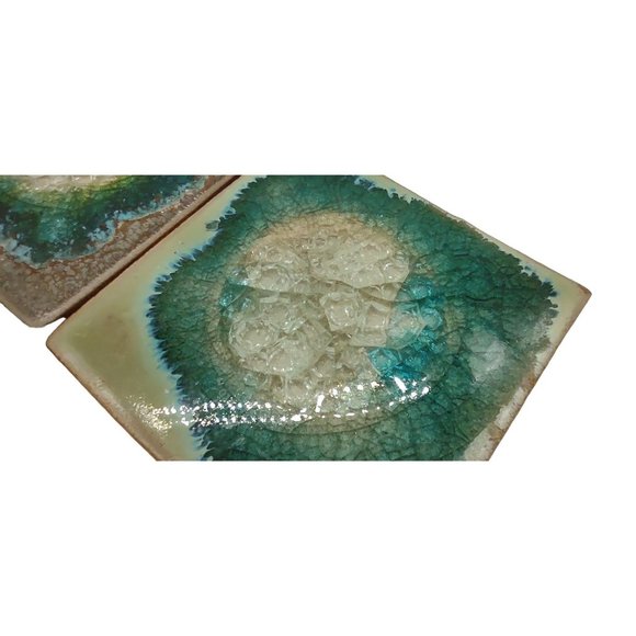Coasters Geode Crackle Set of 3 Made in USA 4 Inches Square - Picture 3 of 9